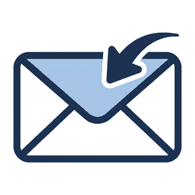 An envelope with an arrow going into it.