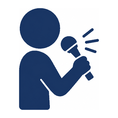 A person speaking into a microphone.