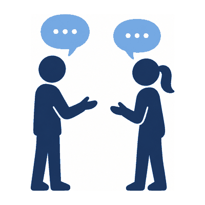Two people talking to each other.
